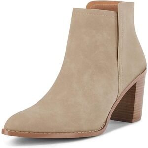 Coutgo Chunky Heel Ankle Bootie in Taupe, Size 9.5​​​​​